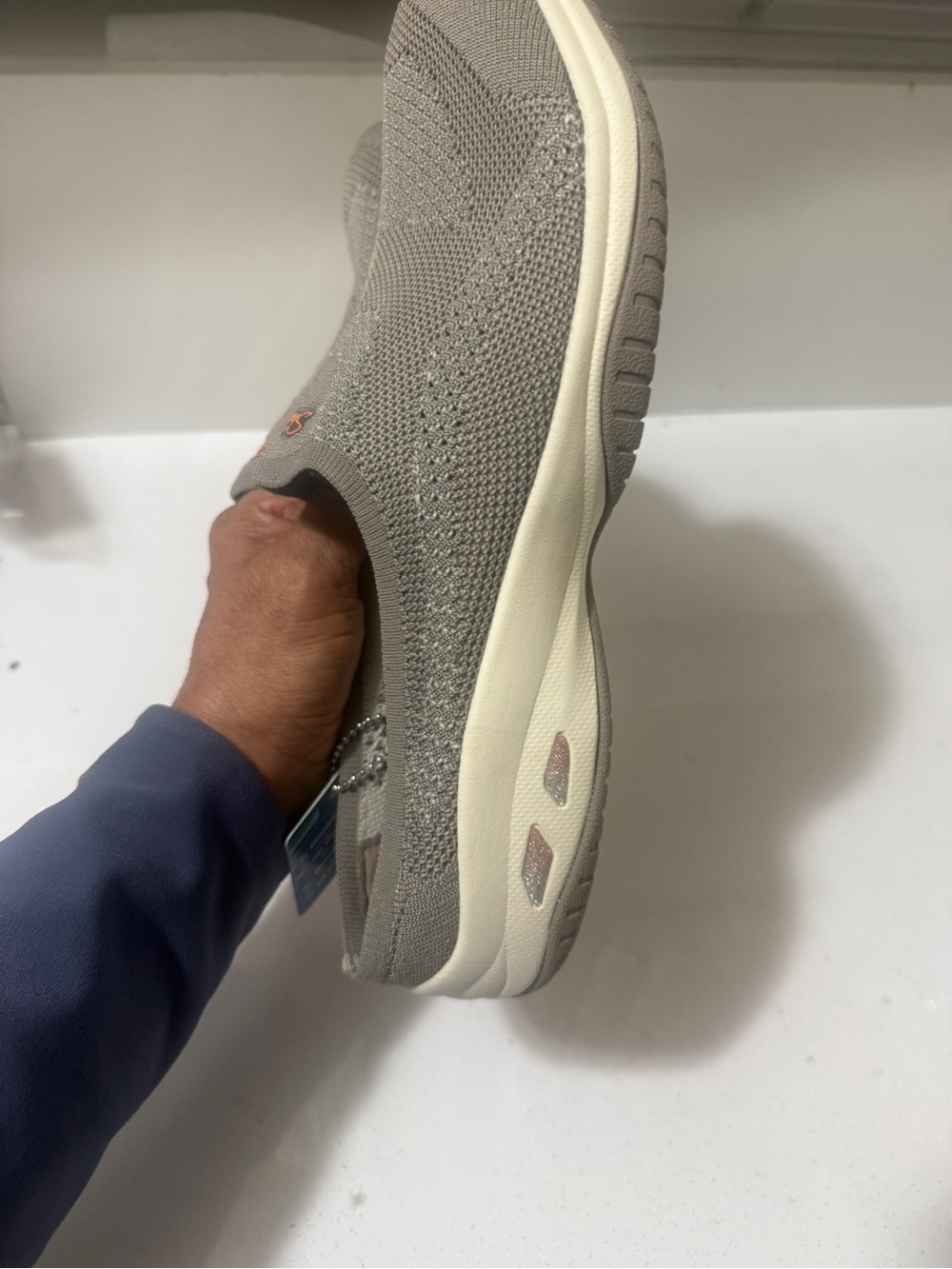 Skechers Slip-On Knit Walking Shoes - Taupe - Picture 5 of 9